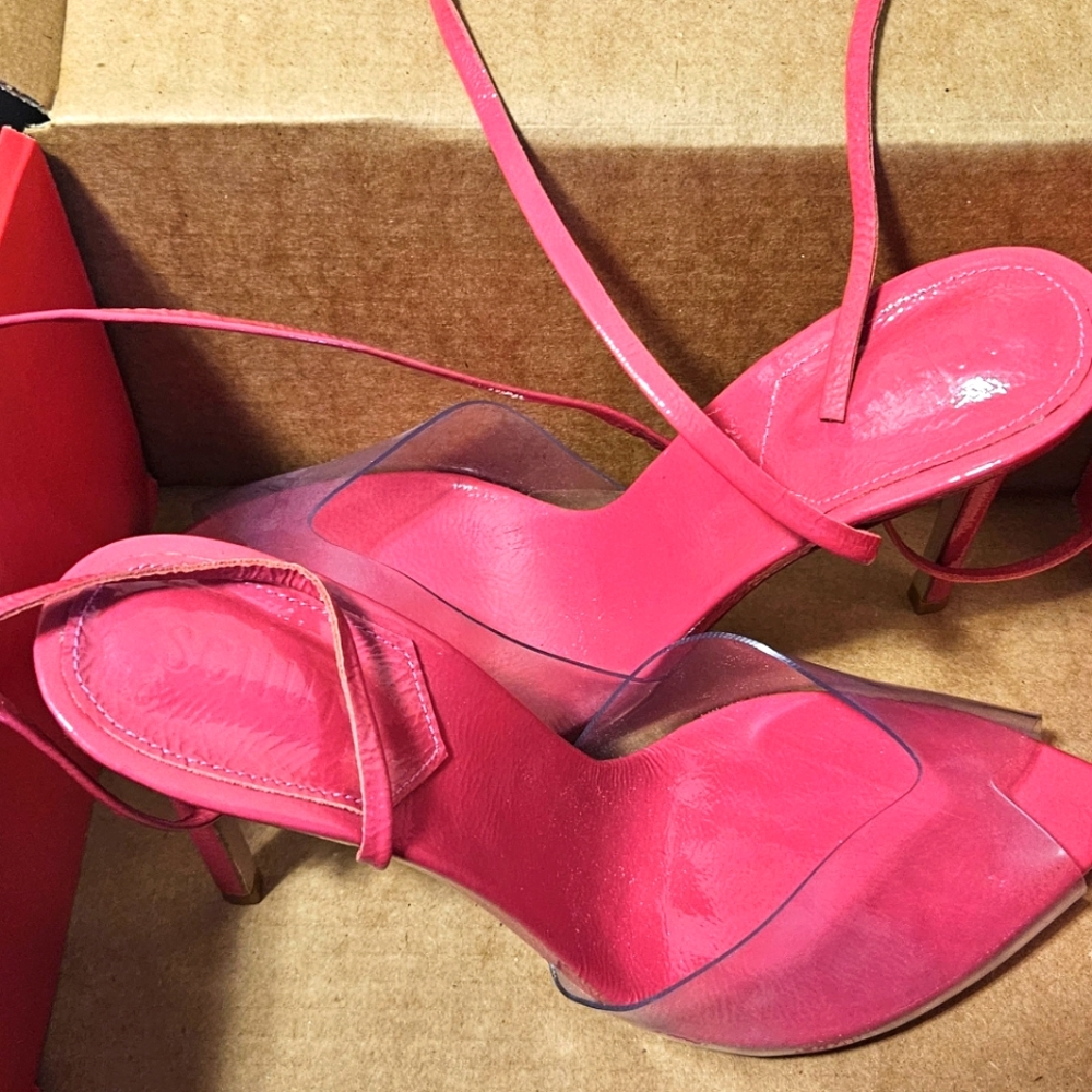 Fuschia Clear Toe Ankle Strapped Sandals